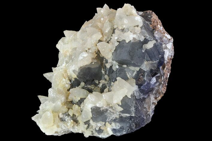 Calcite Crystals On Green/Purple Fluorite - Pakistan #90650
